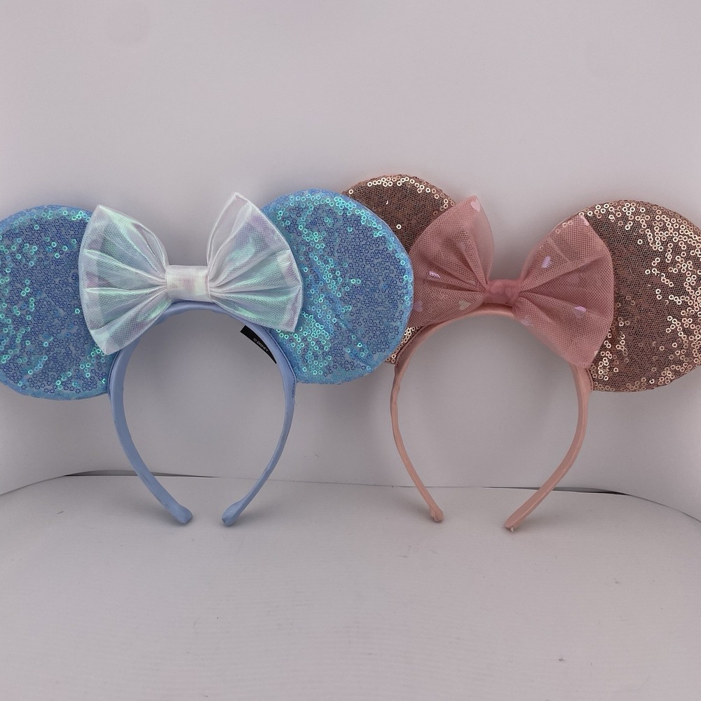 Minnie Mouse Sequin Ears Headband Disney Parks Costume Cosplay Set of 2